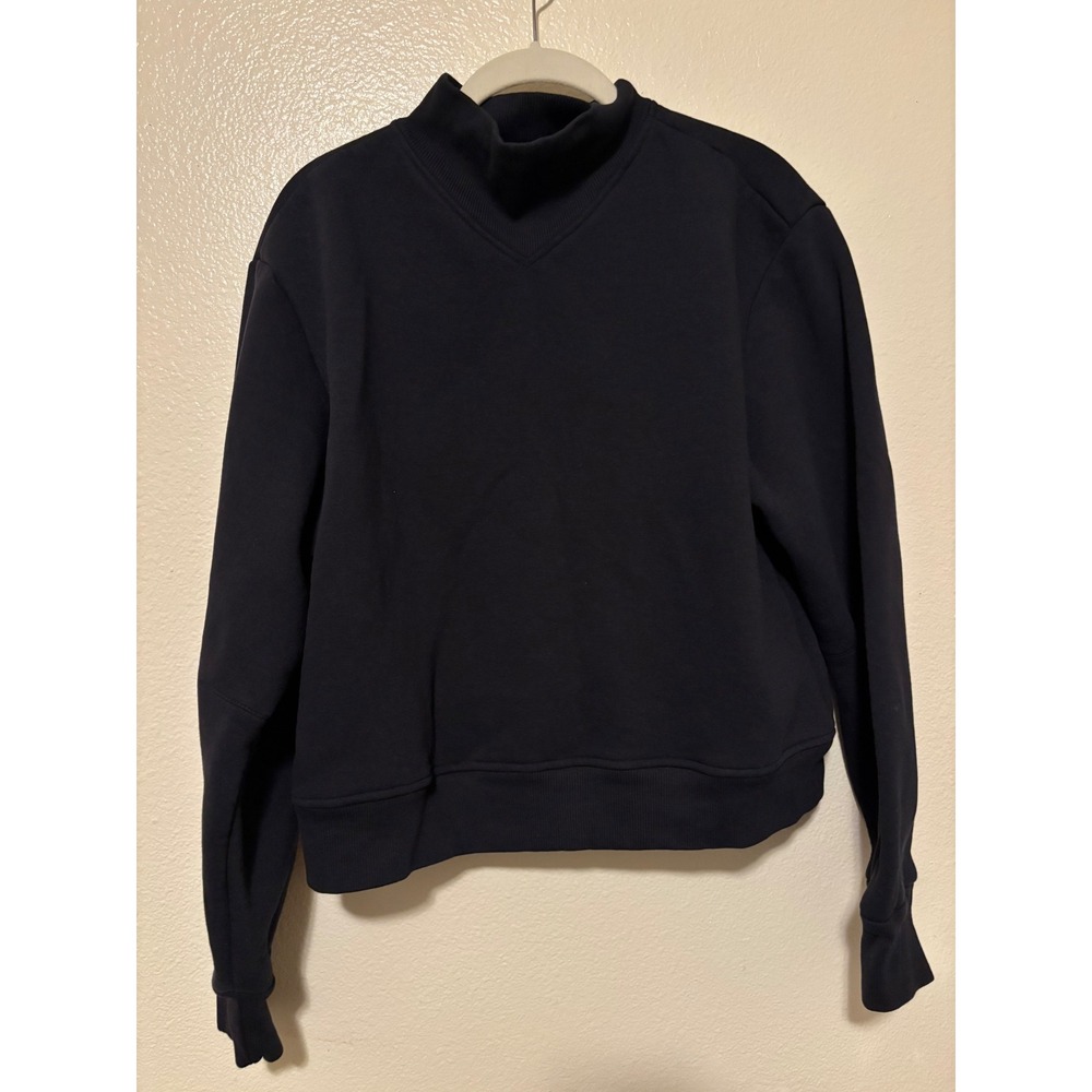 G. Label by Goop Made in Italy Puff Sleeve Sweatshirt Womens Medium Navy Blue - Picture 2 of 8